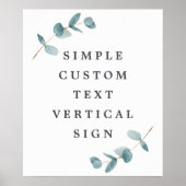 Einfache Eukalyptuszweige Benutzerdefiniertes Text Poster (Vorne)