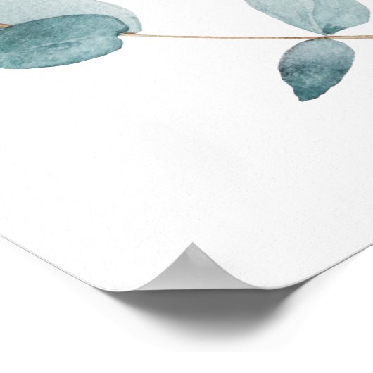 Einfache Eukalyptuszweige Benutzerdefiniertes Text Poster (Ecke)