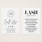 Einfache Eyelash-Extensions Lash Aftercare Card (Vorne & Hinten)