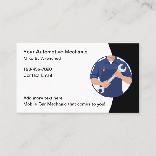 Einfache Fahrzeugmechanik Visitenkarte (Vorderseite)