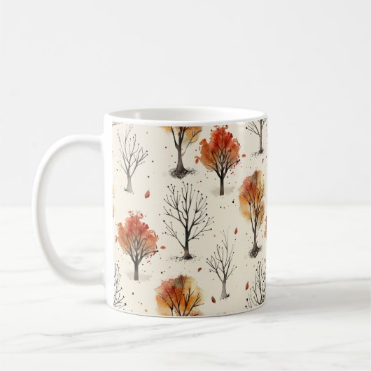 Einfache Fall Bäume drucken Autumn Ästhetik Kaffeetasse (Links)