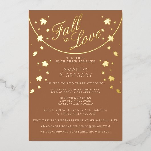 Einfache Fall-Foilage Folieneinladung (Vorderseite)