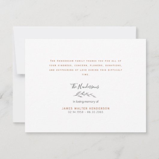 Einfache Fall Foliage Beerdigung Danke (Rückseite)