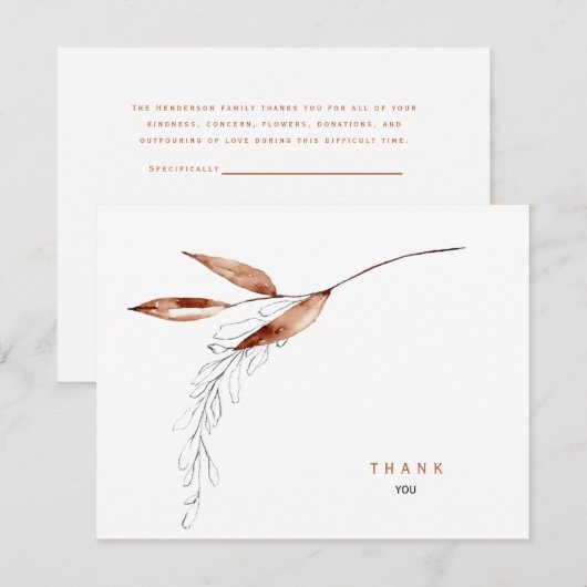 Einfache Fall Foliage Beerdigung Danke, dass Sie d Dankeskarte (Vorne/Hinten)