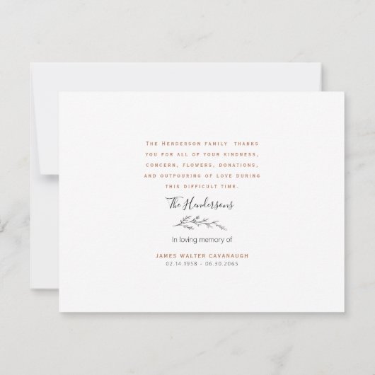 Einfache Fall Foliage Beerdigung Danke Name & Datu (Rückseite)