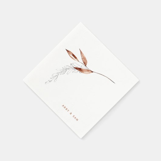 Einfache Fall Foliage Hochzeitscocktail Serviette (Ecke)