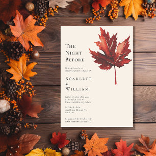 Einfache Fall Leaf Creme Hochzeit die Nacht vorher Einladung