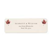 Einfache Fall Leaf-Creme Hochzeit-Rücksendeadresse (Vorne)