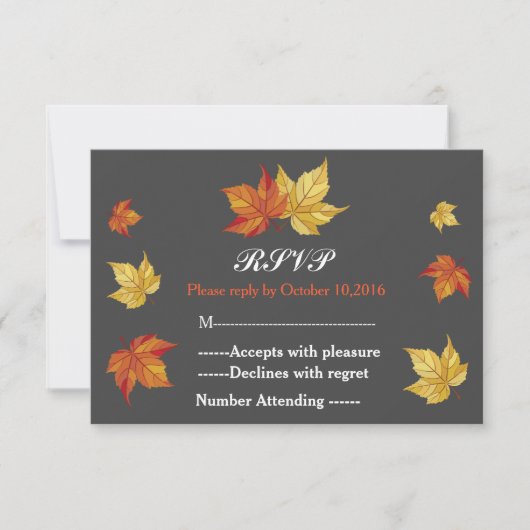 Einfache Fallende Ahorn-Blätter Hochzeit RSVP (Vorderseite)