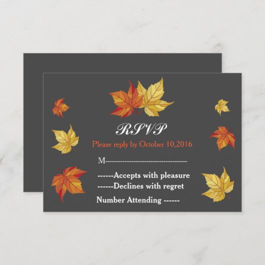 Einfache Fallende Ahorn-Blätter Hochzeit RSVP (Vorne/Hinten)