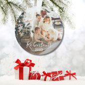 Einfache Familie 2 Foto Individuelle Name Script & Ornament