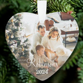 Einfache Familie 2 Foto Individuelle Name Script & Ornament