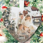 Einfache Familie 2 Foto Individuelle Name Script & Ornament