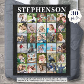 Einfache Familie 30 Foto Collage Name Schwarz Fleecedecke