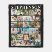 Einfache Familie 30 Foto Collage Name Schwarz Fleecedecke (Vorderseite)