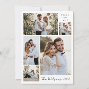 Einfache Familie 5 Foto Collage Neugierige Gruß Feiertagskarte