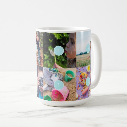 Einfache Familie 8 Fotos Collage Kaffeetasse (VorderseiteRechts)