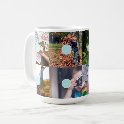 Einfache Familie 8 Fotos Collage Kaffeetasse (Vorderseite Links)