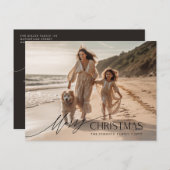 Einfache Familie Dog Beach Foto Weihnachtsfeiertag Postkarte (Vorne/Hinten)
