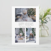 Einfache Familie mit drei Fotos Feiertagskarte (Stehend Vorderseite)