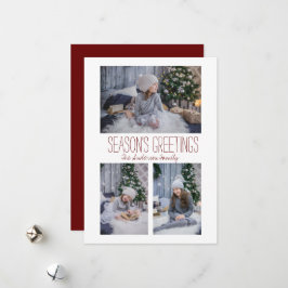 Einfache Familie mit drei Fotos Feiertagskarte