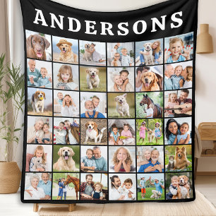 Einfache Familien-Foto-Collage mit personalisierte Fleecedecke