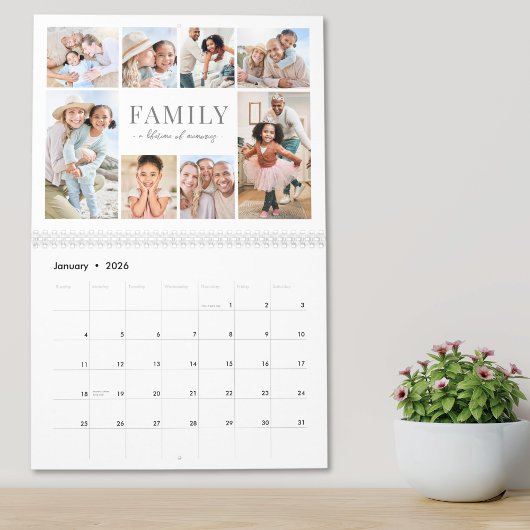 Einfache Familienfoto-Collage Kalender