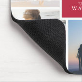 Einfache Familienfoto-Collage & Rote Monogramm Mousepad (Ecke)