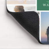 Einfache Familienfoto-Collage und grünes Monogramm Mousepad (Ecke)