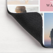 Einfache Familienfoto-Collage und rosa Monogramm Mousepad (Ecke)