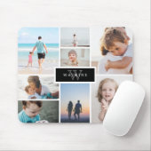Einfache Familienfoto-Collage und Schwarzes Monogr Mousepad (Mit Mouse)