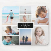 Einfache Familienfoto-Collage und Schwarzes Monogr Mousepad (Vorne)