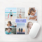 Einfache Familienfotosammlung und Lila Monogramm Mousepad (Mit Mouse)