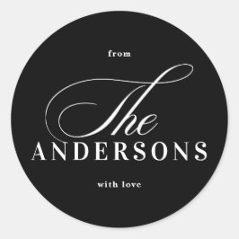 Einfache Familienname Schwarzer Weihnachtsaufklebe Runder Aufkleber