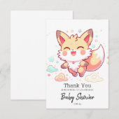 Einfache Fantasy Fox Babydusche Dankeskarte (Vorne/Hinten)