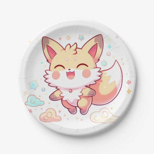 Einfache Fantasy Fox Babydusche Pappteller (Vorderseite)