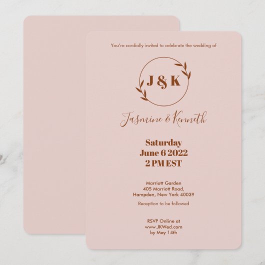 Einfache Farbe Einladung (Vorne/Hinten)