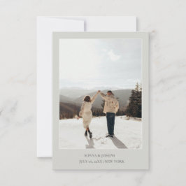 Einfache Farbe Eleganter Text und Foto / Hochzeit Save The Date