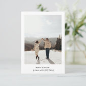 Einfache Farbe Eleganter Text und Foto / Hochzeit Save The Date (Stehend Vorderseite)