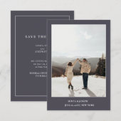 Einfache Farbe - Eleganter Text und Foto Save the  Date (Vorne/Hinten)