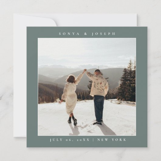 Einfache Farbe - Eleganter Text und Foto Save the  Date (Vorderseite)