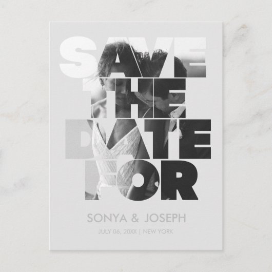 Einfache Farbe - Eleganter Text und Foto Save the Postkarte (Vorderseite)