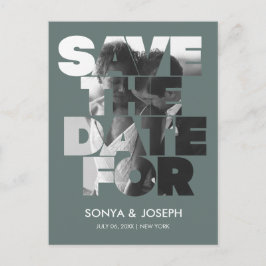 Einfache Farbe - Eleganter Text und Foto Save the  Postkarte