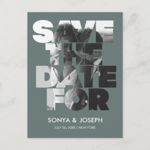 Einfache Farbe - Eleganter Text und Foto Save the  Postkarte