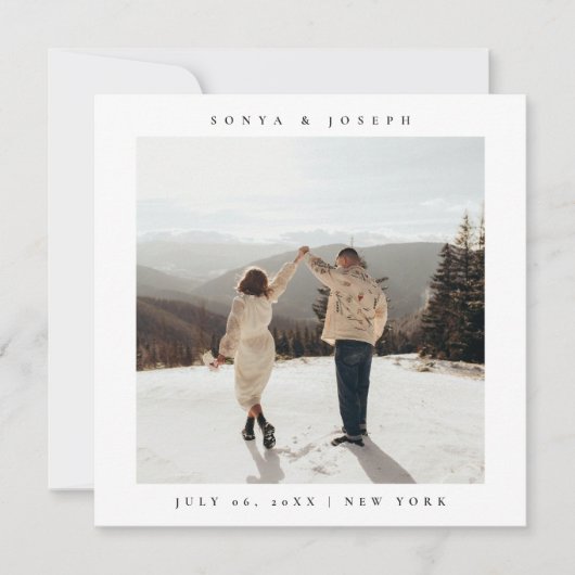 Einfache Farbe - Eleganter Text und Foto Save the Save The Date (Vorderseite)