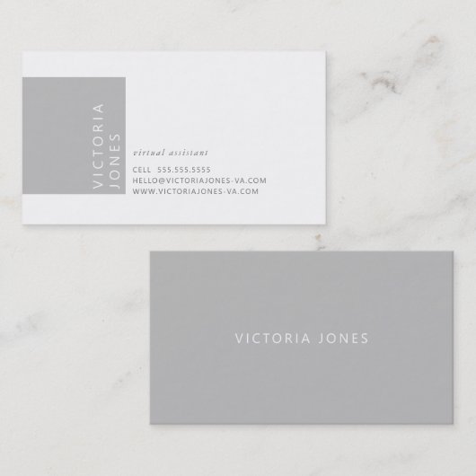 EINFACHE FARBE Modernes, minimalgrau-weißes Mindes Visitenkarte (Vorne/Hinten)