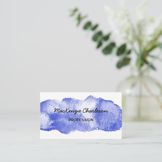 Einfache Farbe Pinsel Pinselstrich Blau Visitenkarte (Stehend Vorderseite)