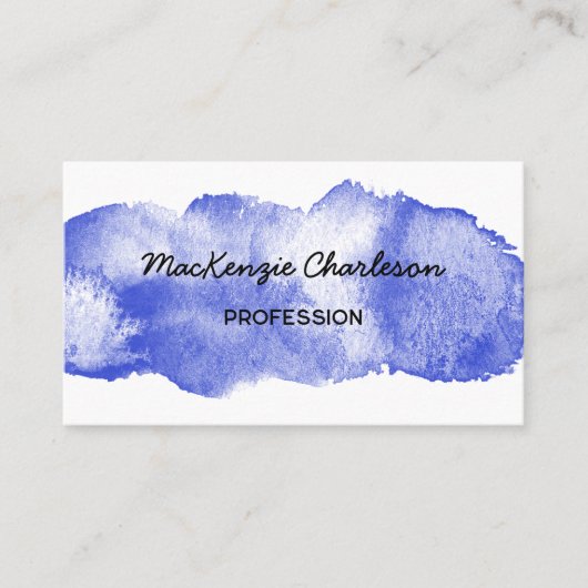 Einfache Farbe Pinsel Pinselstrich Blau Visitenkarte (Vorderseite)