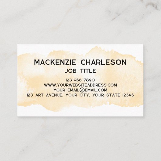 Einfache Farbe Pinsel Pinselstrich Gelb Visitenkarte (Rückseite)