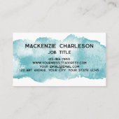 Einfache Farbe Pinsel Pinselstrich Türkis Aqua Visitenkarte (Rückseite)